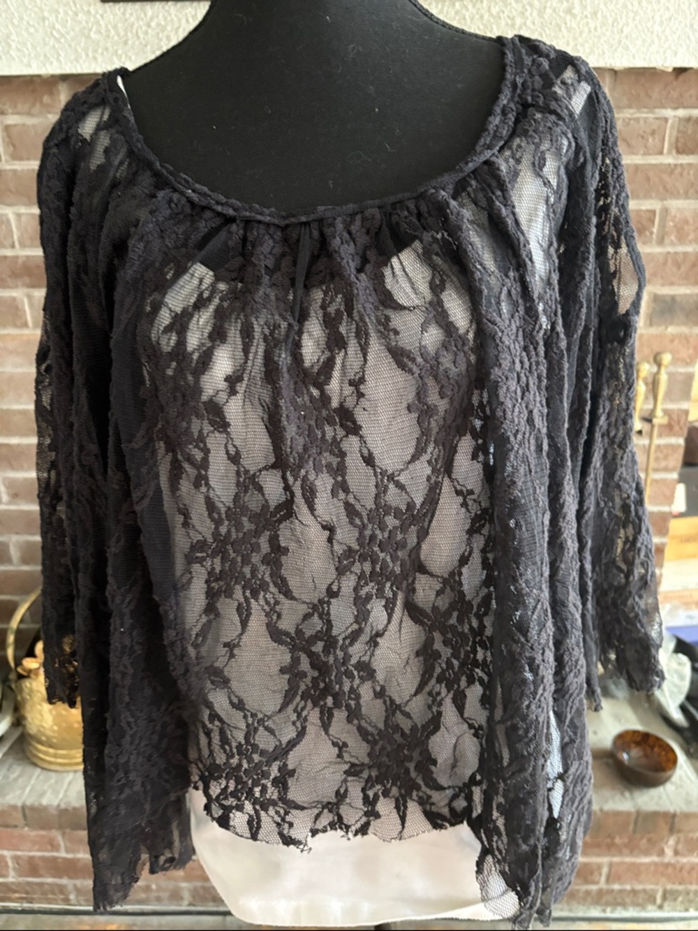 Free People cold shoulder Black Lace top